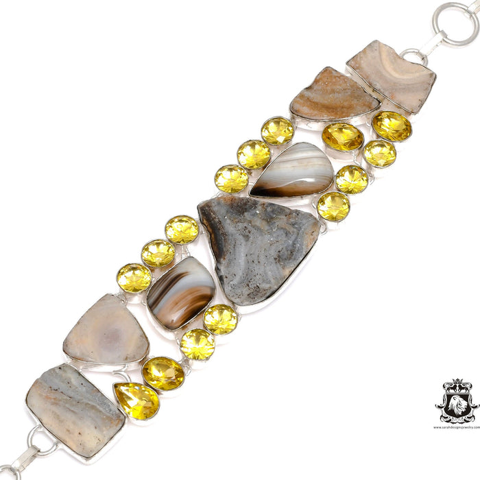 Banded Agate Desert Drusy Citrine Bracelet B3609