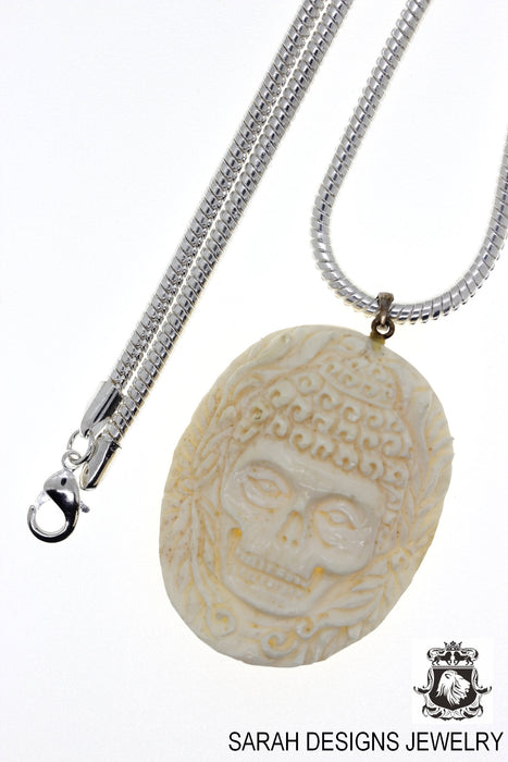 Xerophagy Buddha Carving Silver Pendant & Chain C144