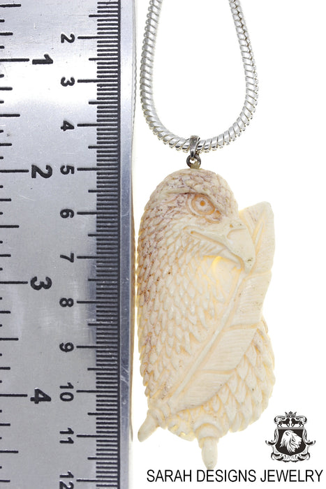 Eagle with a Feather Carving Pendant 4mm Snake Chain C147