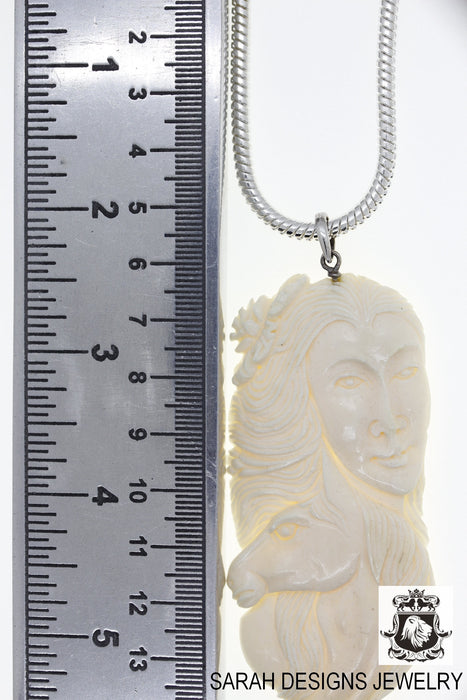 Girl with Horse Carving Pendant 4mm Snake Chain C150