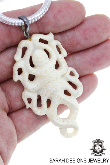 Octopus Carving Pendant 4mm Snake Chain C156