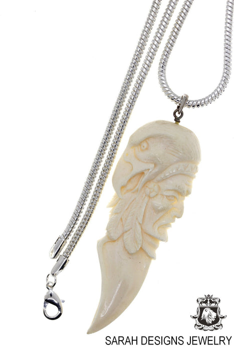 Shaman with Golden Eagle Carving Pendant 4mm Snake Chain C183