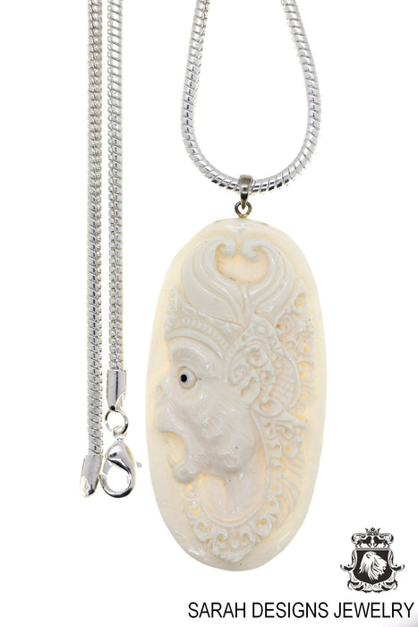 Monkey God Hanuman Bajrangbali Carving Silver Pendant & Chain C208