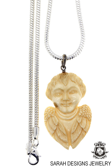 Winged Cupid Carving Pendant 4mm Snake Chain C216