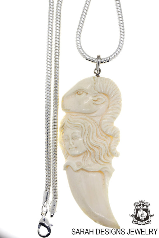 Lady Ram Carving Silver Pendant & Chain C268