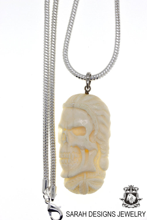 Peruke wearing Judge Skull Carving Silver Pendant & Chain C271