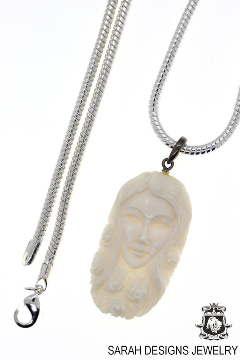 Pocahontas Carving Silver Pendant & Chain C299