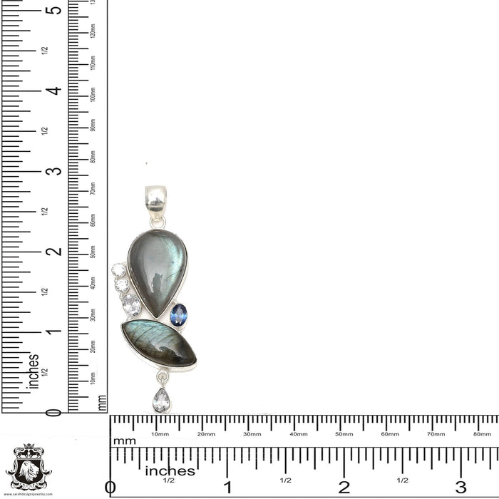 Labradorite Blue Topaz Pendant & Chain P6546