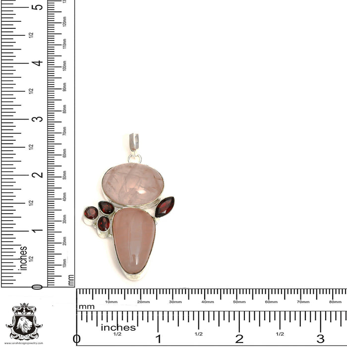 Rose Quartz Garnet Pendant & Chain P6581