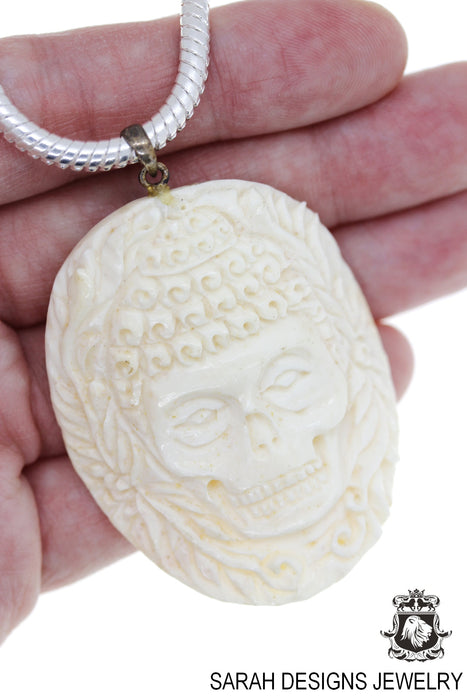 Xerophagy Buddha Carving Silver Pendant & Chain C144