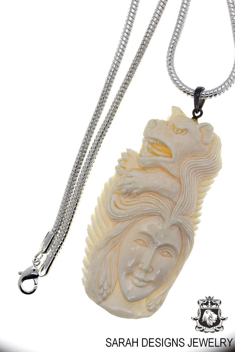 Lady Tiger Carving Pendant 4mm Snake Chain C285