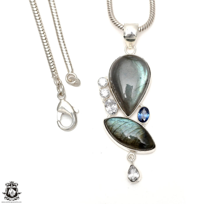 Labradorite Blue Topaz Pendant & Chain P6546