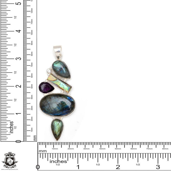 Labradorite Abalone Pendant & Chain P6725
