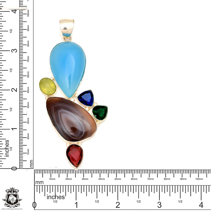 Chalcedony Banded Agate Pendant & Chain  P7020