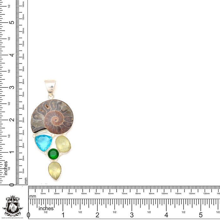 Ammonite  Prehnite Pendant & Chain  P7127