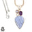 Blue Lace Agate Amethyst Pendant & Chain P7192