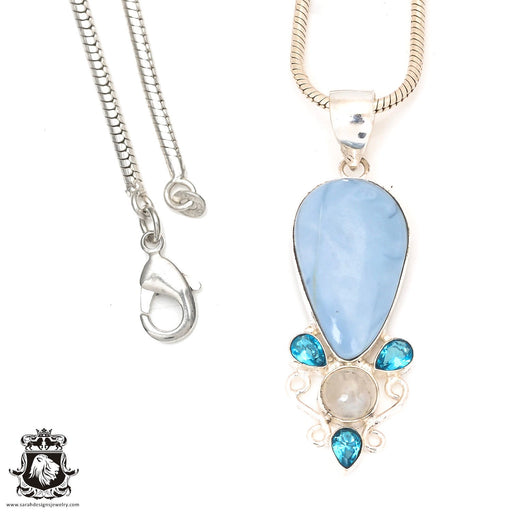 Owyhee Blue Opal Blue Topaz Pendant & Chain P7241