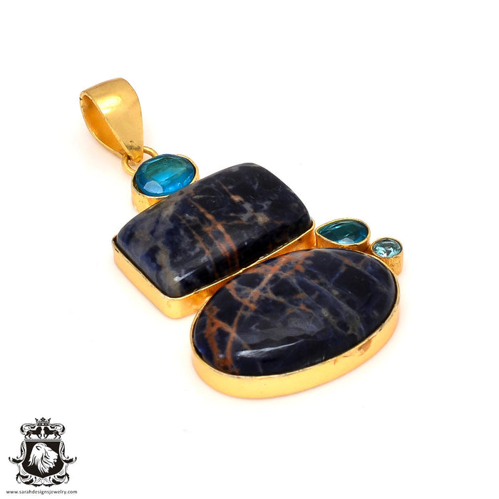 Sodalite Blue Topaz 24K Gold Plated Pendant  GP5