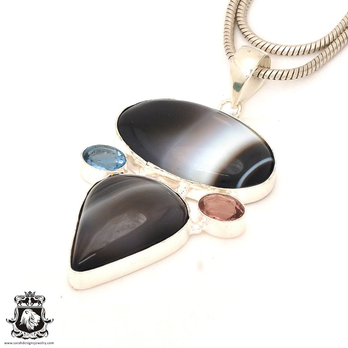 Banded Agate Pendant & Chain  P7462