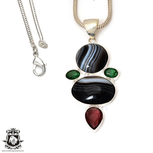 Banded Agate Pendant & Chain  P7471