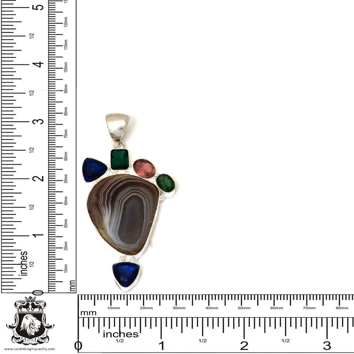 Banded Agate Pendant 4mm Snake Chain P7480