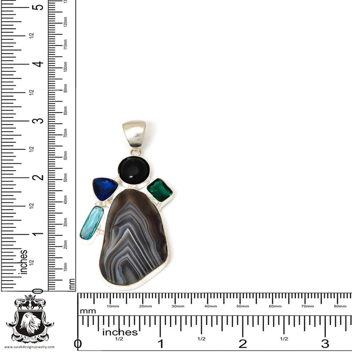 Banded Agate Pendant 4mm Snake Chain P7495