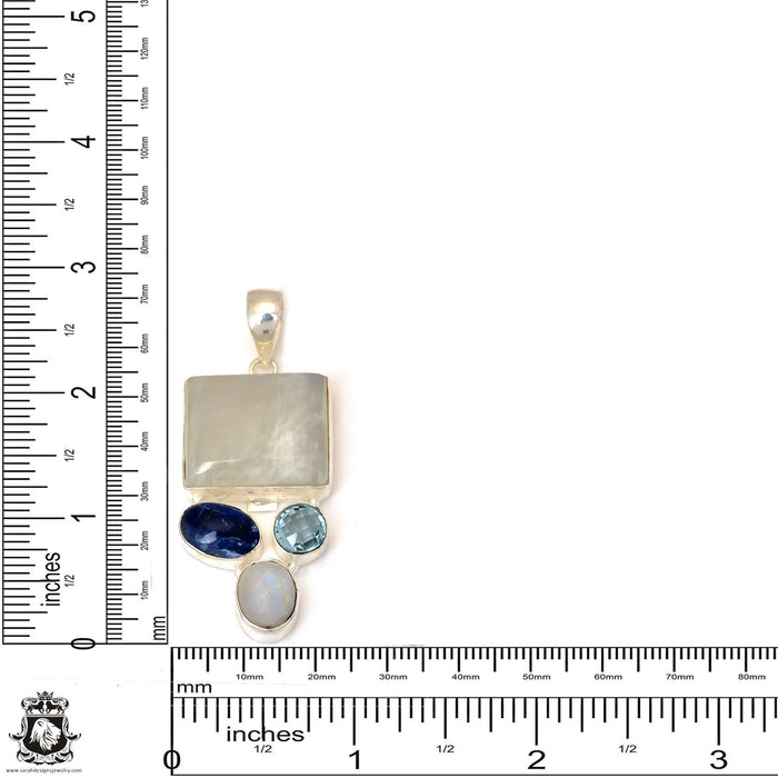 Moonstone Sapphire Pendant & Chain P7320