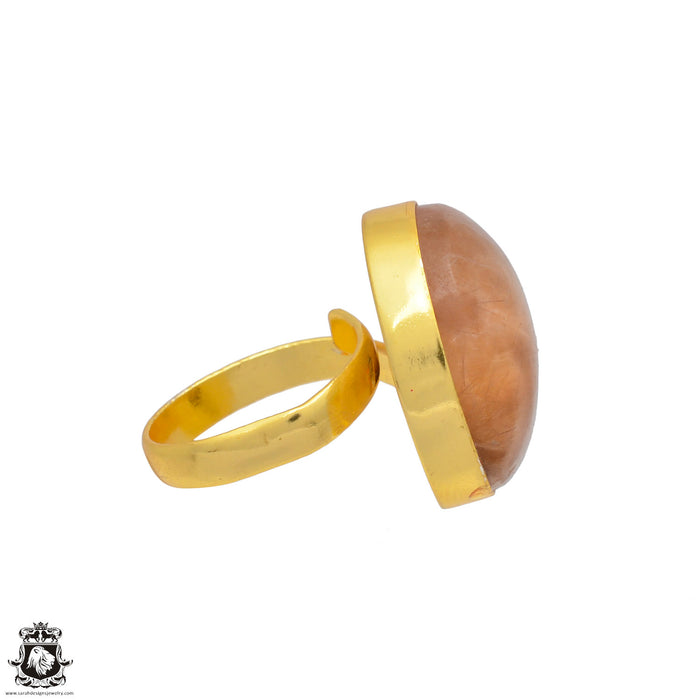 Size 7.5 - Size 9 Ring Lodolite Quartz 24K Gold Plated Ring GPR30