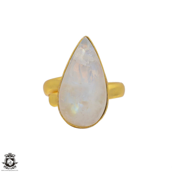 Size 8.5 - Size 10 Ring Moonstone 24K Gold Plated Ring GPR50