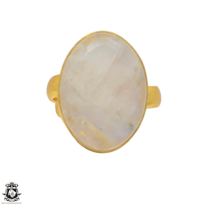 Size 6.5 - Size 8 Ring Moonstone 24K Gold Plated Ring GPR61