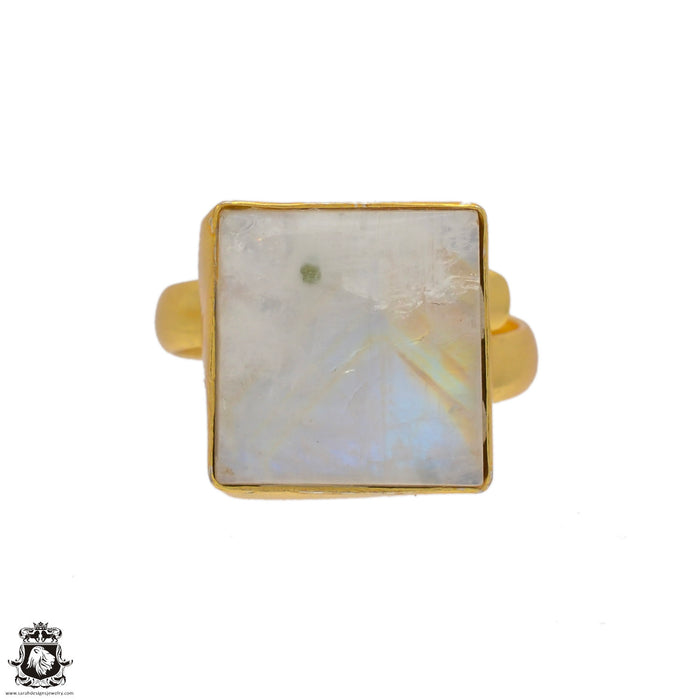Size 9.5 - Size 11 Ring Moonstone 24K Gold Plated Ring GPR66