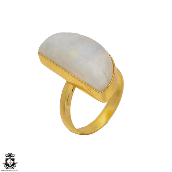 Size 10.5 - Size 12 Ring Moonstone 24K Gold Plated Ring GPR80