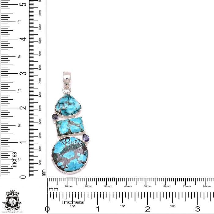 Turquoise Iolite Pendant 4mm Snake Chain P6605