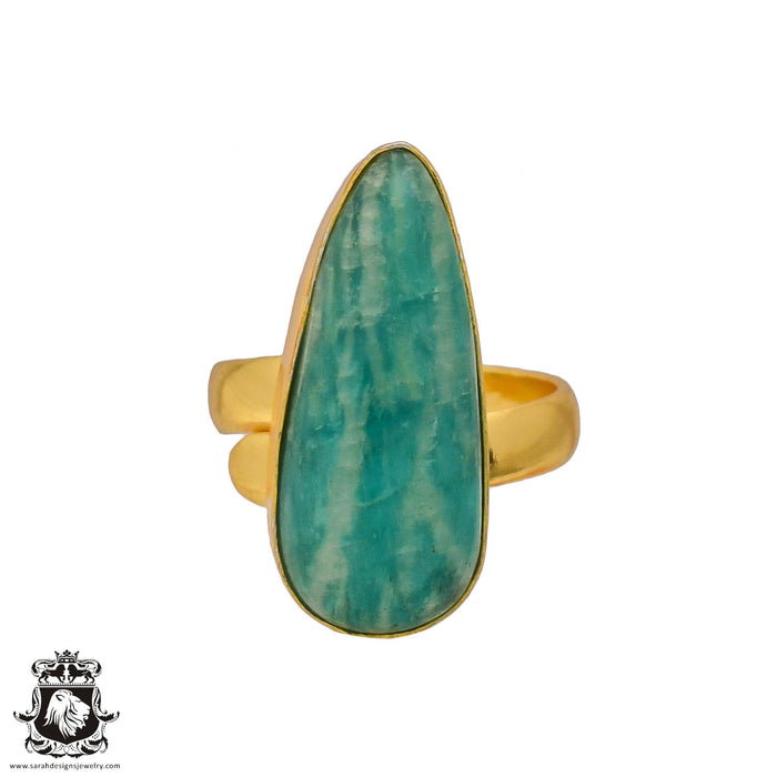 Size 7.5 - Size 9 Ring Amazonite 24K Gold Plated Ring GPR341