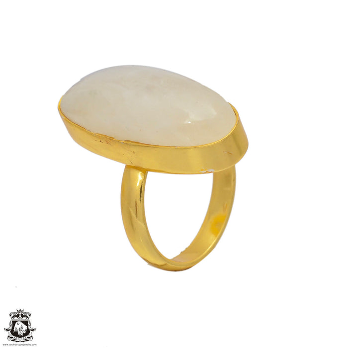 Size 6.5 - Size 8 Ring Moonstone 24K Gold Plated Ring GPR57