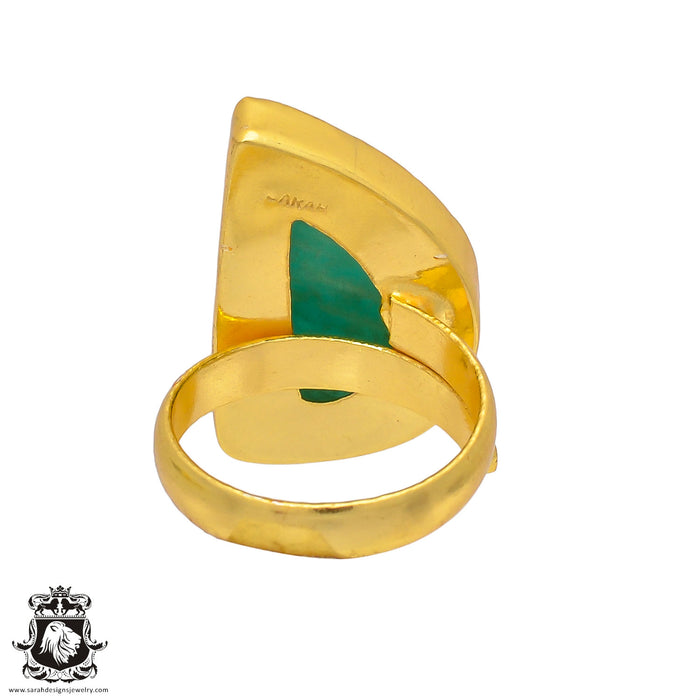 Size 8.5 - Size 10 Ring Amazonite 24K Gold Plated Ring GPR344
