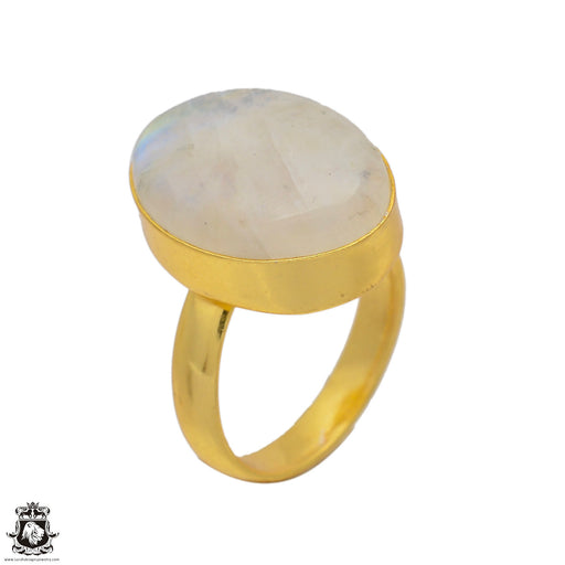 Size 6.5 - Size 8 Ring Moonstone 24K Gold Plated Ring GPR61
