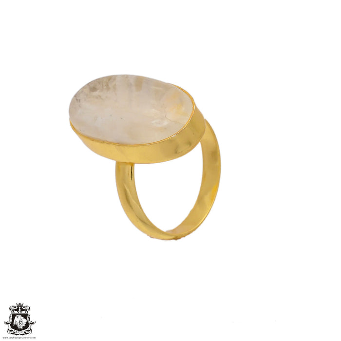 Size 9.5 - Size 11 Ring Moonstone 24K Gold Plated Ring GPR65