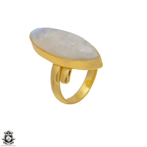 Size 8.5 - Size 10 Adjustable Moonstone 24K Gold Plated Ring GPR64