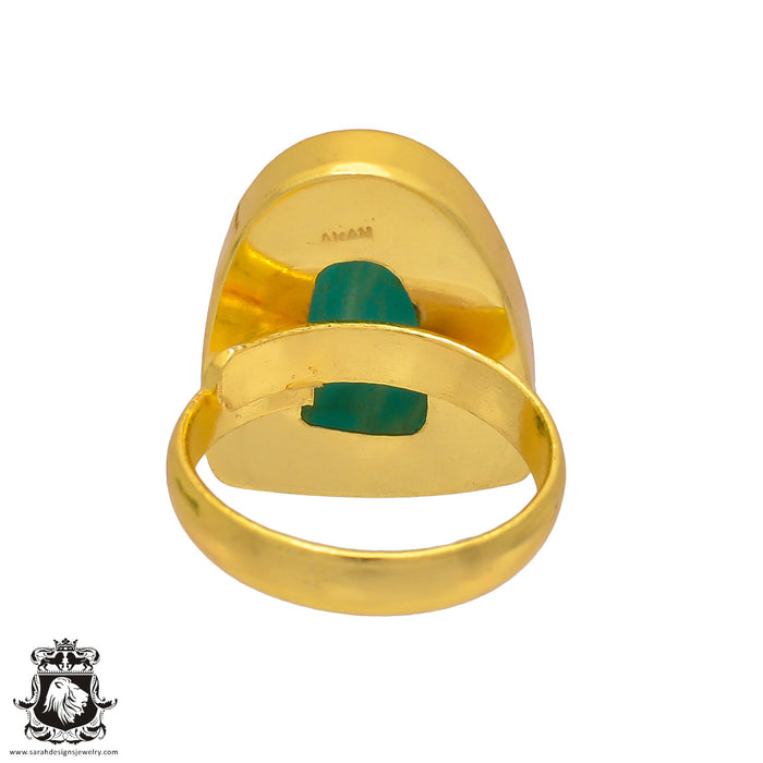 Size 8.5 - Size 10 Ring Amazonite 24K Gold Plated Ring GPR348