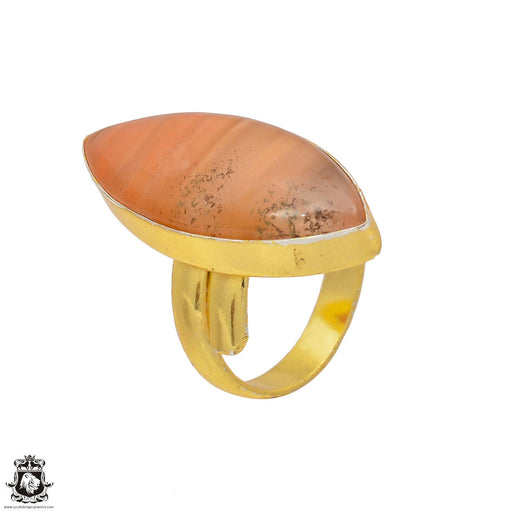 Size 9.5 - Size 11 Ring Lodolite Quartz 24K Gold Plated Ring GPR45
