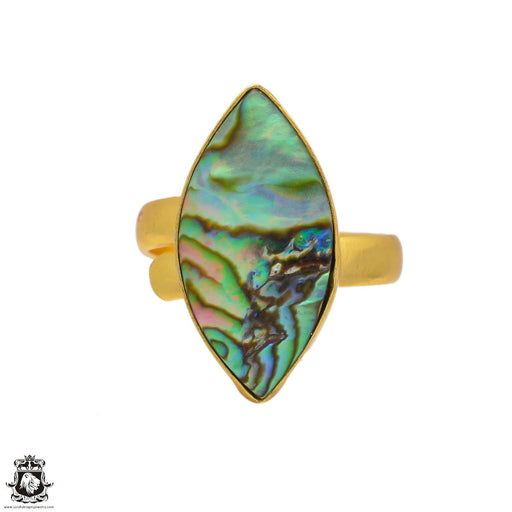 Size 9.5 - Size 11 Ring Abalone Shell 24K Gold Plated Ring GPR108