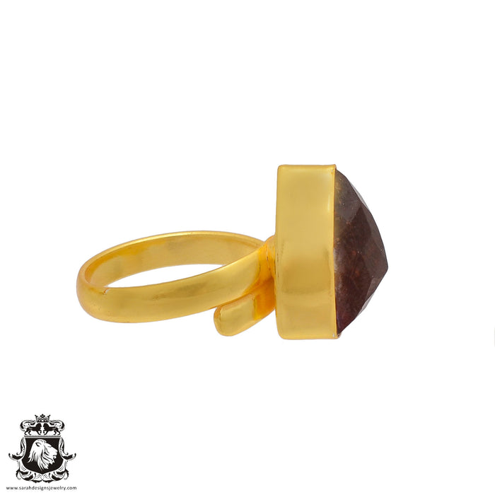Size 8.50 - Size 10 Ring Tanzanian Spessartite Garnet 24K Gold Plated Ring GPR358