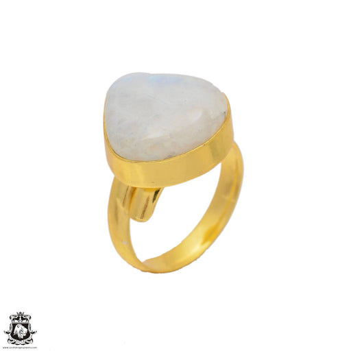 Size 9.5 - Size 11 Ring Moonstone 24K Gold Plated Ring GPR71