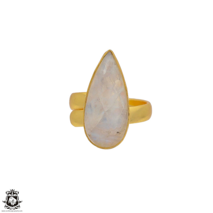 Size 6.5 - Size 8 Ring Moonstone 24K Gold Plated Ring GPR74