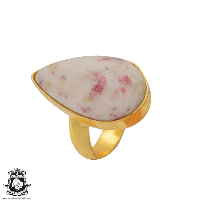 Size 7.5 - Size 9 Ring Tourmaline in Quartz 24K Gold Plated Ring GPR379