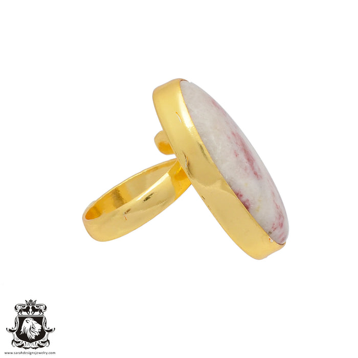 Size 8.5 - Size 10 Ring Tourmaline in Quartz 24K Gold Plated Ring GPR385
