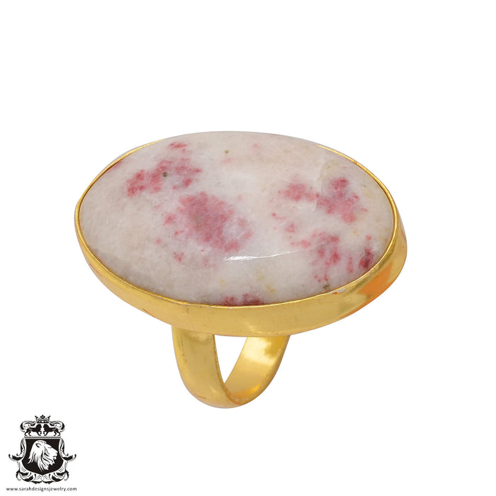 Size 8.5 - Size 10 Ring Tourmaline in Quartz 24K Gold Plated Ring GPR385