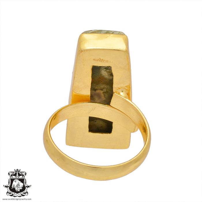 Size 8.5 - Size 10 Ring Rhyolite Rainforest Jasper 24K Gold Plated Ring GPR388