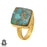 Size 10.5 - Size 12 Ring Blue Pyrite Turquoise 24K Gold Plated Ring GPR394
